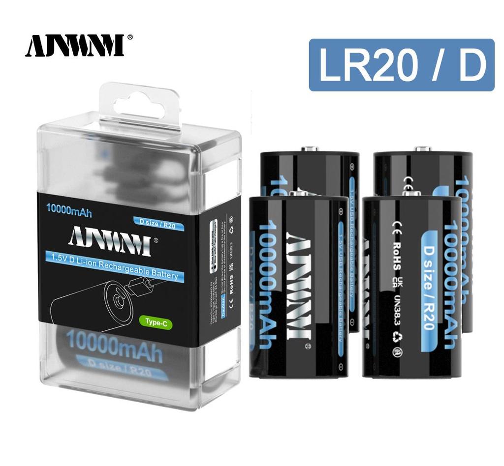 10000mAh 1.5V D-size Battery Type - C USB Rechargeable Li-ion Lipo LR20 Gas Furnace Boiler Water Heater