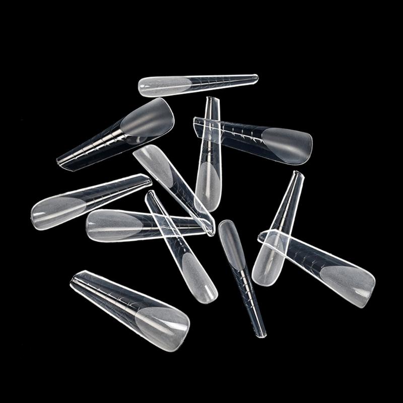 Klare Doppelformen für Acrylnagelsystem UV-Gel-Nagelform Vollabdeckung Falsche Nagelspitzen mit Skala 12 Größen Maniküre Pediküre Werkzeug