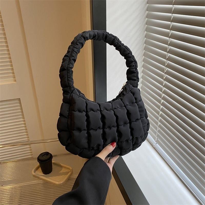 Stylish Soft Shell Multi-color Large Handbag Featuring Pleated Cloud Tote Style Ideal For Everyday Use