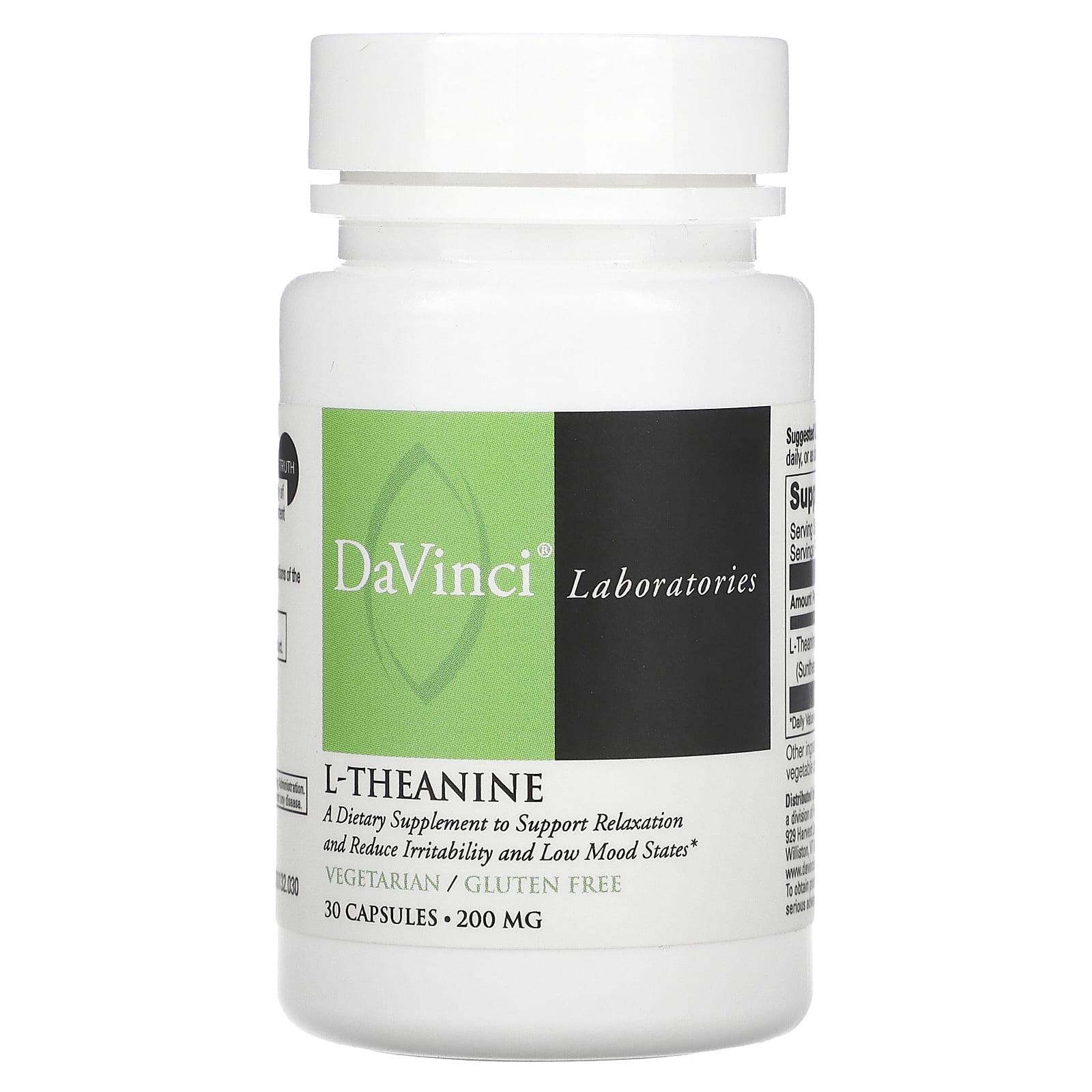 

DaVinci Laboratories of Vermont, l-theanine, 200 mg, 30 capsules