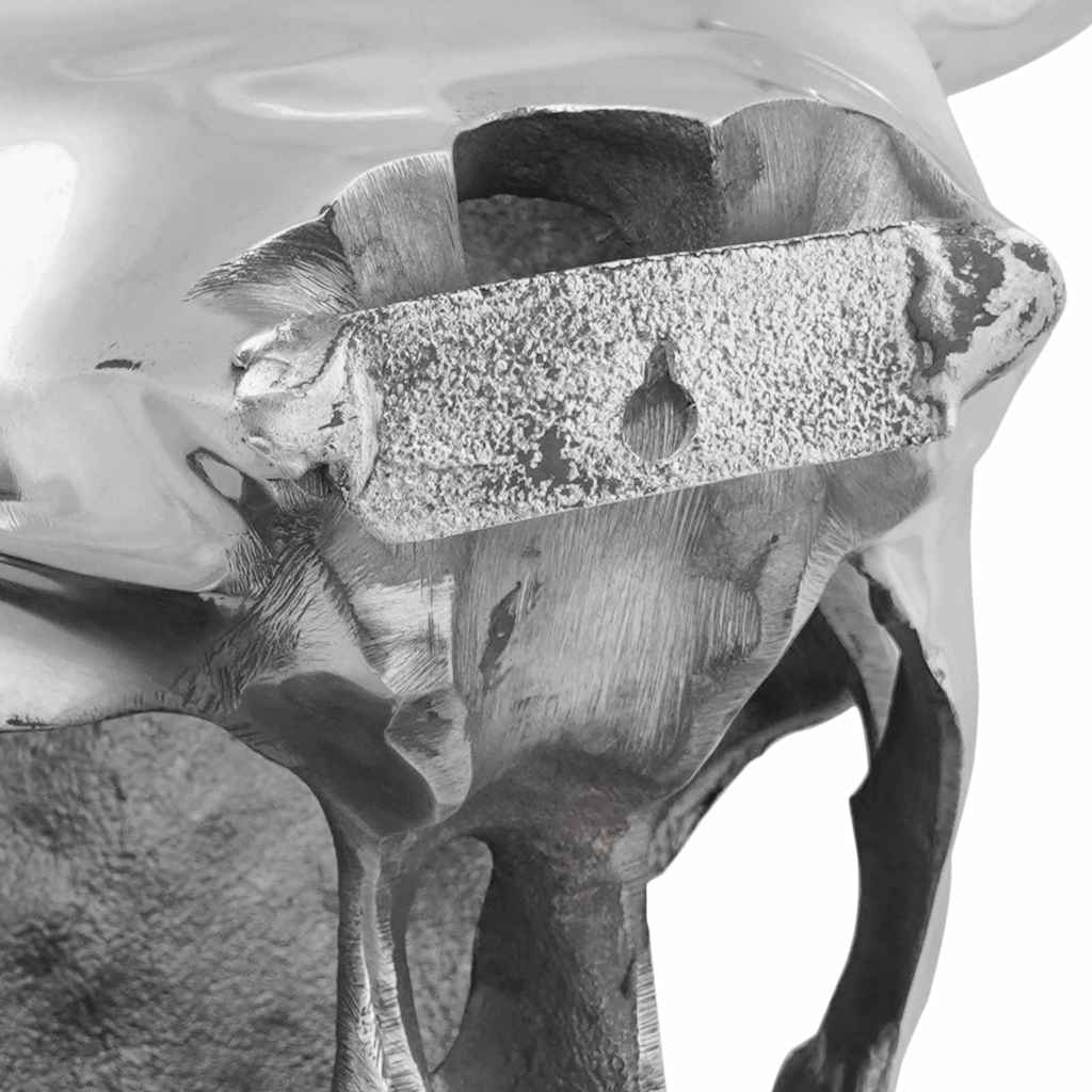 Bull Skull Sculpture Silver 34 x 13 x 53 cm Aluminium
