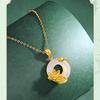 Chinese-Style White Agate Lotus Pendant Necklace - Elegant Gift for Women