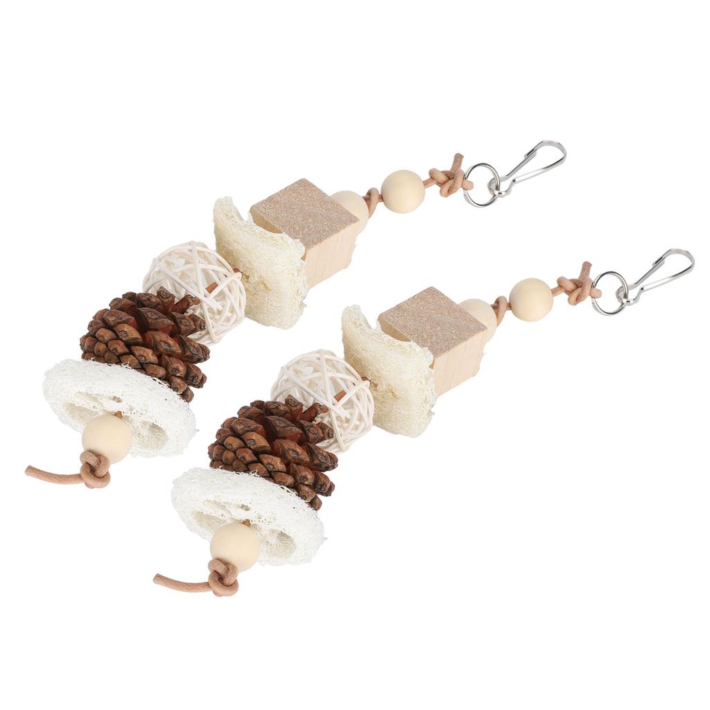 2Pcs Pet Bird Parrot Toy Loofah Sepak Takraw Pine Cone Artificial Hide Rope Non Staining