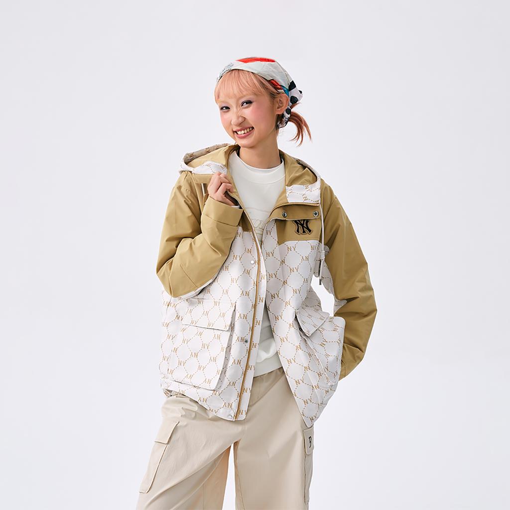 New MLB Monogram New York Yankees SS25 Jacket Unisex White/Khaki 3AWJM0151-50CAL