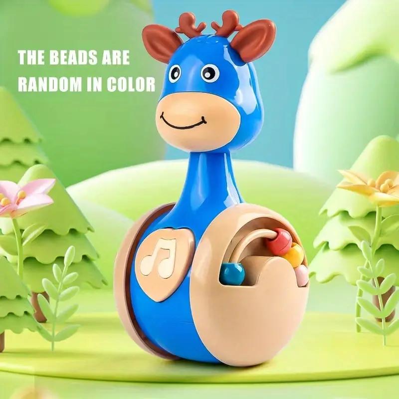 Sliding Deer Baby Tumbler Rattle Learning Education Toys Newborn Teether Infant Hand Bell Mobile Press Squeaky Roly-Poly Toy