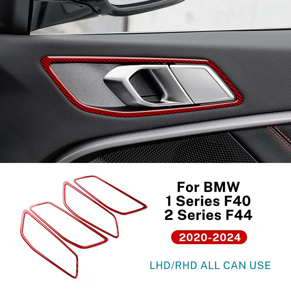 Carbon Fiber Style Interior Sticker for 1 2 Series F40 F44 2020-2024 Door Handle Area red carbon / for F44 чёрный