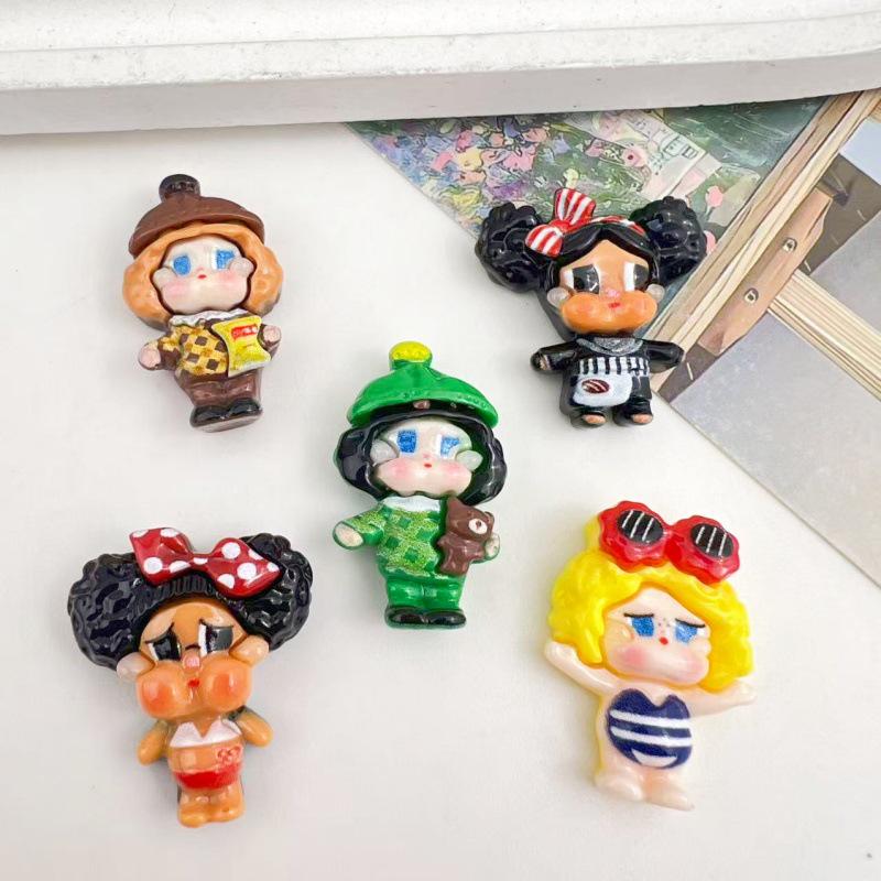Cartoon Clown Doll Resin Accessories: Cute Handmade Ornaments for Hair Clips, Refrigerator Magnets, and Phone Cases