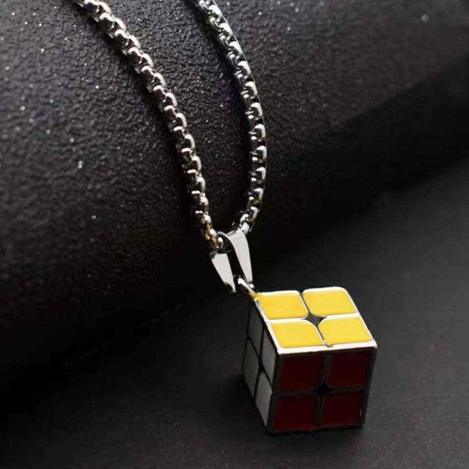 Street Trend Personalized Accessories, Colorful Rubik'S Cube Necklace Men'S And Women'S Accessories, Personalized Hip-Hop Fun Sweater Chain