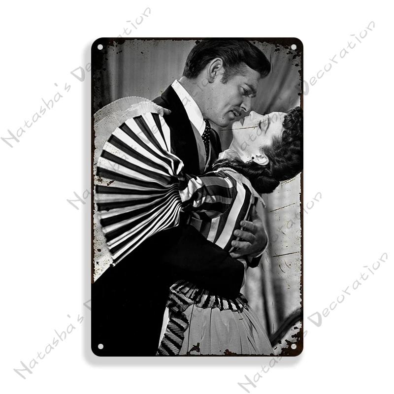 Gone With The Wind Metal Sign Classic Movie Metal Poster Man Cave Garage Vintage Metal Plate Rusty Metal Plaque Industrial Decor