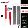 Reuseable Long Head Deep Hole Markers Pen Pencils Solid Carpenter Refill Leads Built-in Sharpener Woodwork Construction Tools
