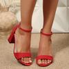 New Suede Chunk-heeled Sandals for Women In Fashion Design, 2025 Classic Ankle-strap Women's High Heels, Sexy Party Red Sandals