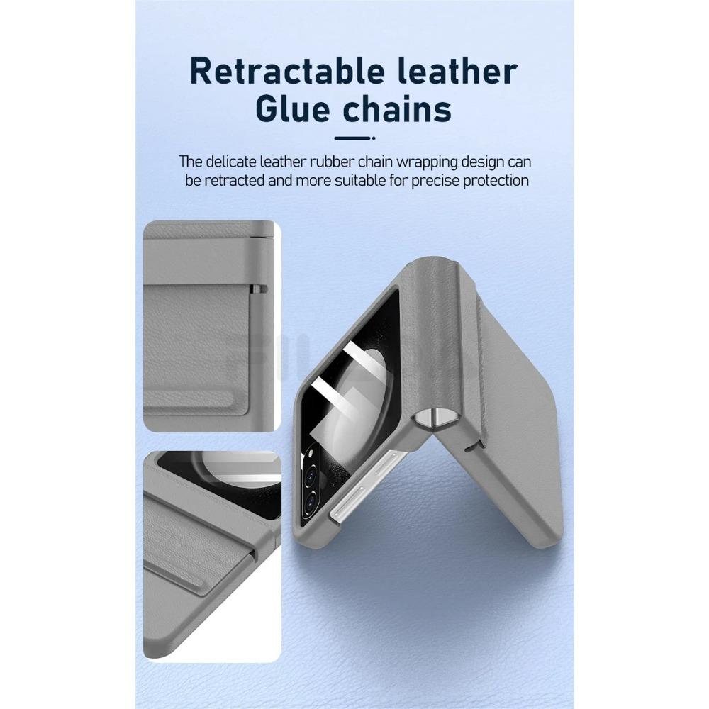 Lyxigt matt läder Färgglat gångjärn för Samsung Galaxy Z Flip 6 5 5G Fodral med spegelfilm Skyddande hopfällbar Stötsäker Fullt skydd