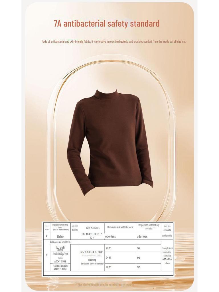 460G Women's Velvet Half-High Collar Warm Long-Sleeve T-Shirt - Winter & Autumn