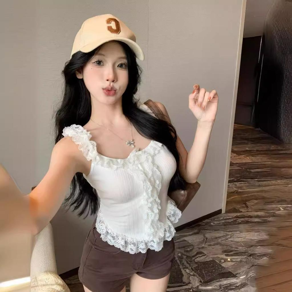 Spice Girl Lace Slim Skinny Sleeveless Vest Summer Chic Fashion Versatile Niche Ins Pure Sexy Top