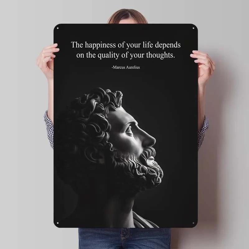 Mark Aurel Stoiker Zitat Schild Inspirierende Poster Dekoration für Heimdeko Artikel Metall Blechschilder für Wandkunst Dekoration