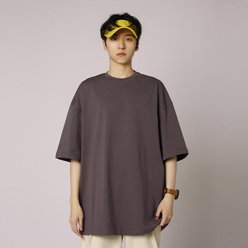 IELGY Solid Color Loose Short-sleeved T-shirt Base Men