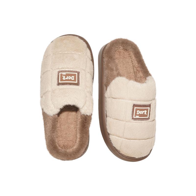 Fashion Men's Slippers Furry Plaid cozy EVA Memory Foam Lightweight Casual Shoes Winter Warm Plush Non-slip Slippers zapatos de mujer