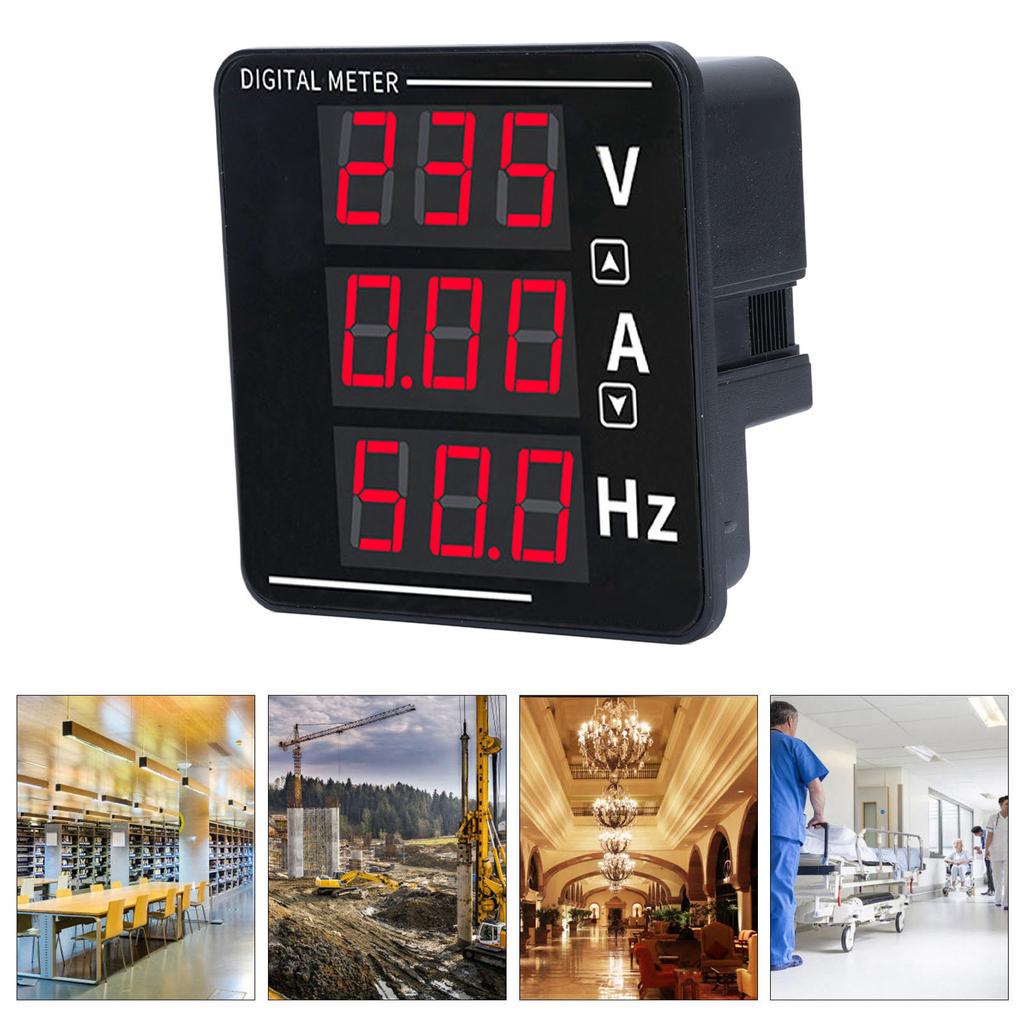 Digital Multimeter Voltage Meter Digital AC Volt Amp Frequency Tester Panel 2 Wire Connect AC50-500V 0-120A 10.0-99.9Hz Multifunctional Meter Displays