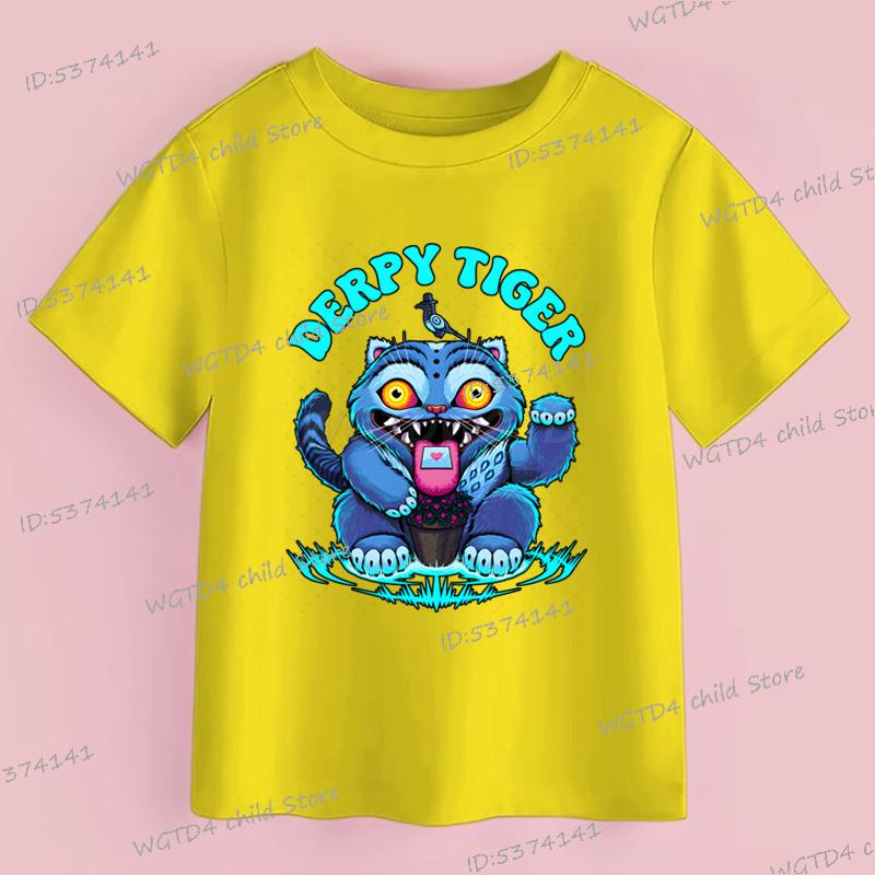 Children s T-shirt Top Girl Boy Summer Short Sleeve T-shirt Round Neck Cute Tiger Funny T-shirt 140