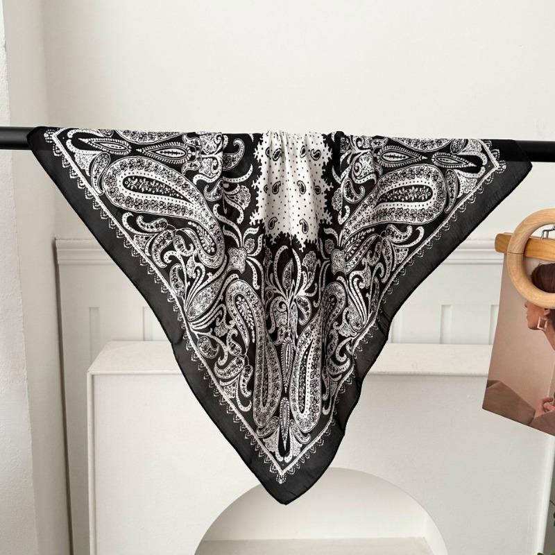 Polka Dot Silk Scarf Square Scarf High-end New Versatile Decorative Scarf Scarf Scarf Neck Cashew Flower Scarf Shawl Can Be Used As a Tube Top