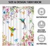 Spring Hummingbird Shower Curtain for Bathroom Floral Bird Shower Curtain Flower Butterfly Bathtub Decor Set Washable Polyester