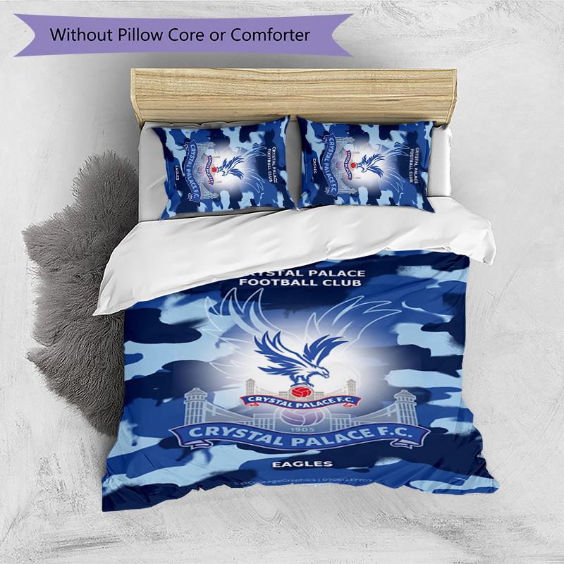 Crystal Palace Football Printed 3 Pieces Bedding Set, Comfortable Skin Friendly Bedroom Duvet Cover Set
