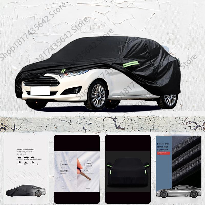 For Ford Fiesta Fit Outdoor Protection Full Car Covers Snow Cover Sunshade Waterproof Dustproof Exterior Car Cover Black