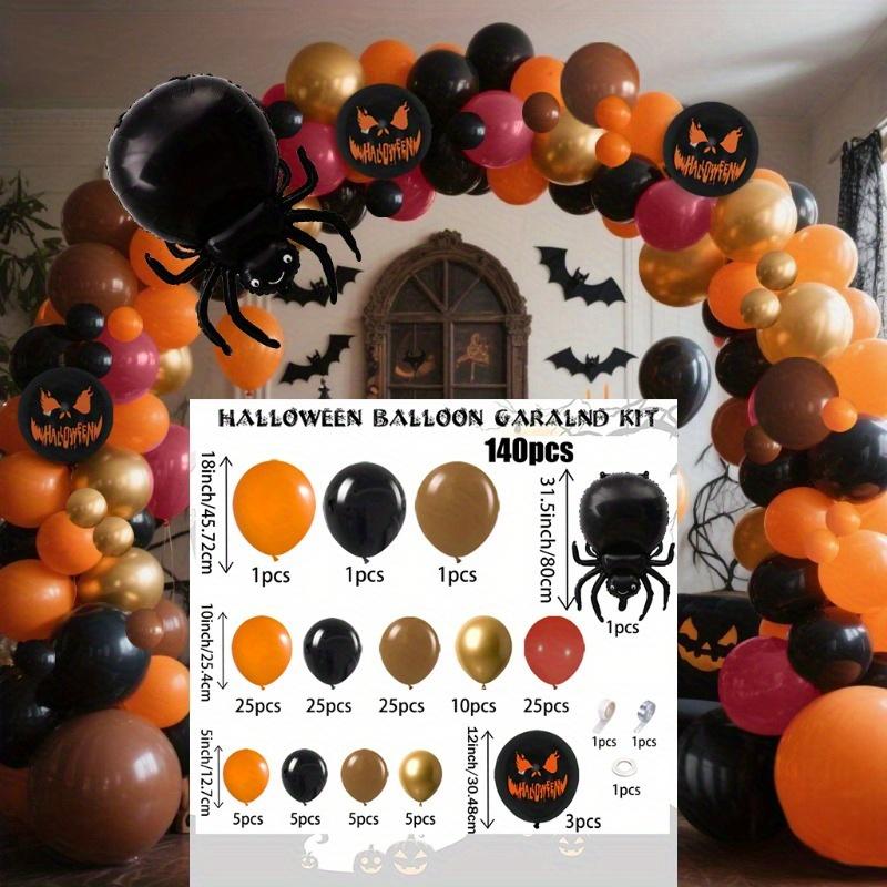 

140Pcs Halloween Balloon Arch Set Pumpkin Ghost Face Spider Aluminum Foil Balloons for Halloween Party Scary Costume Party Other