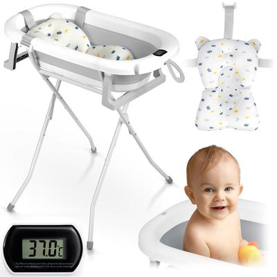 Opvouwbaar Badje Voor Kinderen, Baby's Met Een Frame, Thermometer En Inzetstuk Ricokids Rk-287 Wit En Grijs