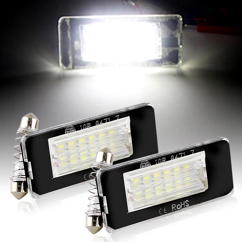 2PCS LED License Plate Lights Canbus For Mini Cooper R56 2007-2013 R57 2009-up R58 R59 11-up OEM:51132756227 Number Plate Lamps License Plate Lights