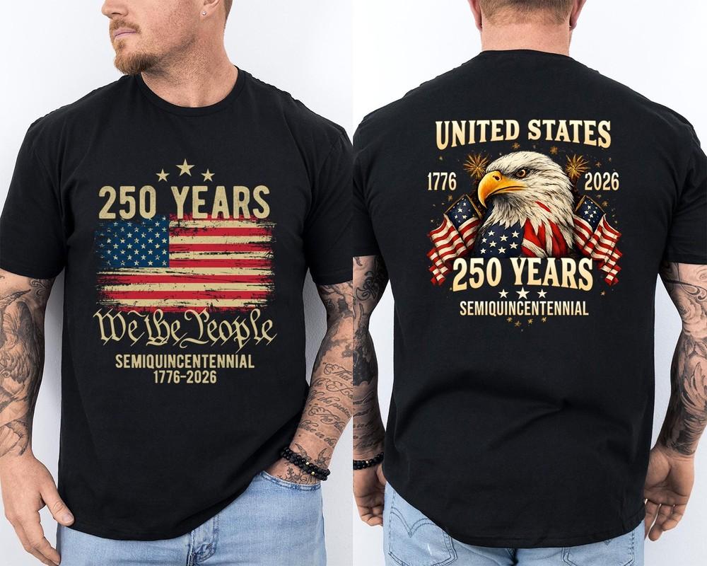 250 Years American Flag 250th Anniversary USA Bald Eagle Front amp; Back TShirt Unisex T-Shirt XL