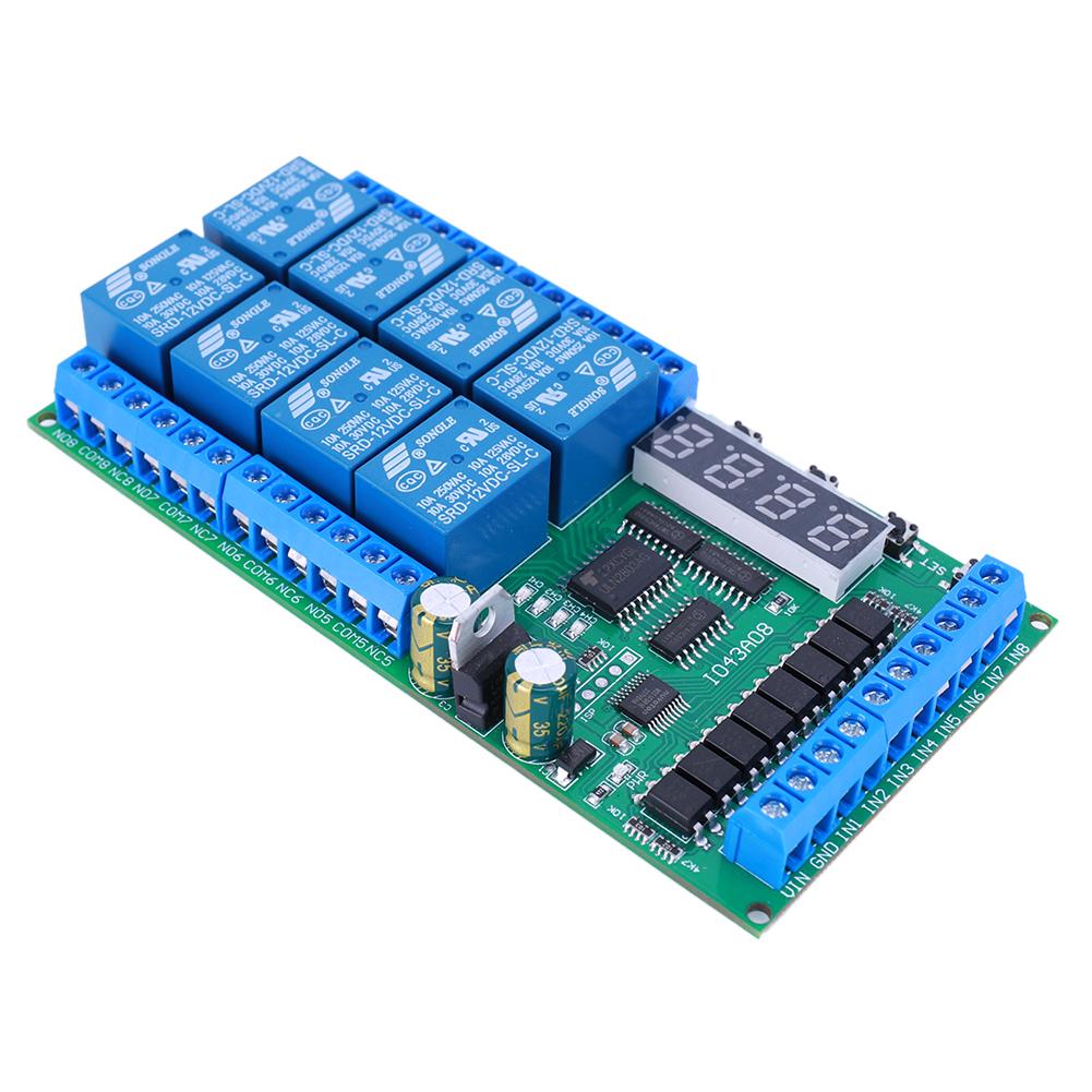 DC 12V 8 Channels Multifunction Timer Time Switch Relay Module Timing Cycle Interlock Self-locking Momentary Bistable