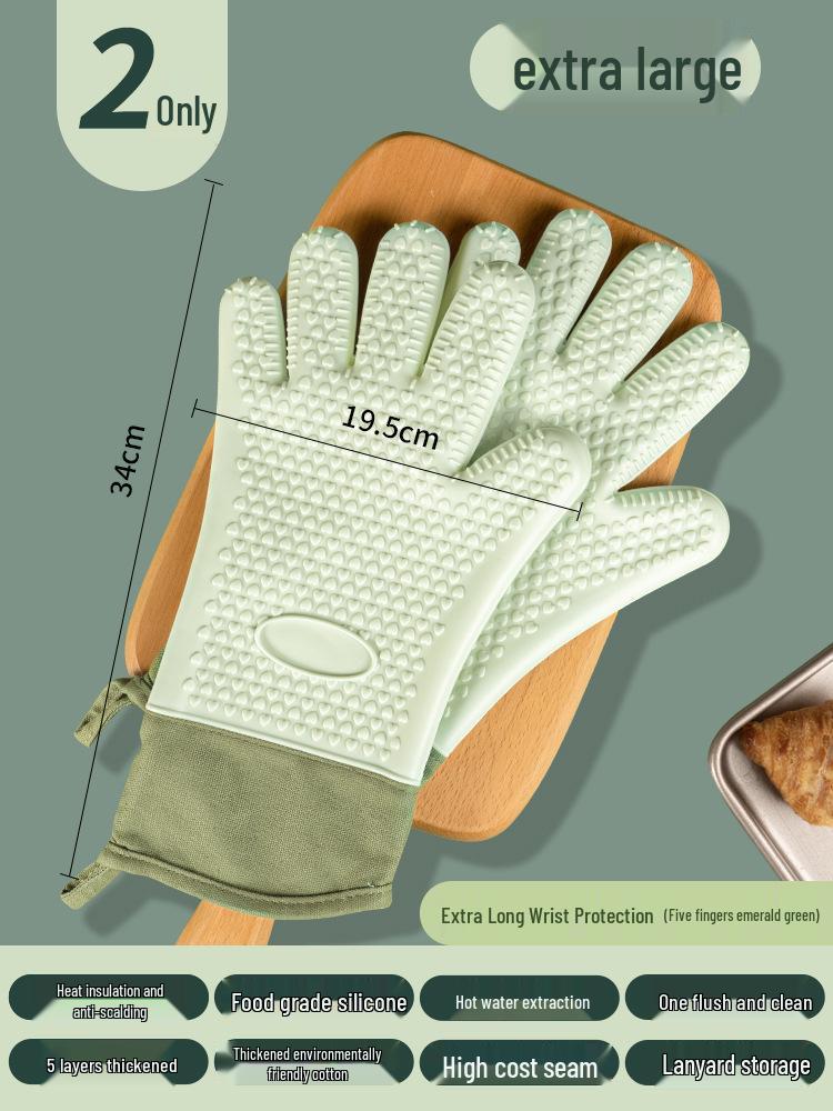 Heat-Resistant Silicone Oven Gloves - Anti-Scald, High-Temp Safe for Baking & Microwave Use
