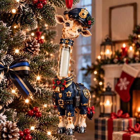 Acryl Hangende Sieraden Giraffe Kerst Geldhouder Ornament, Geldclip Decor voor Ruimtebesparende Kerstboomzak Auto, Schattige Beroepsfiguur, Decoraties