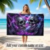 Skull Gothic Theme Beach Towel Personalized Custom Name & Text Soft Quick Dry Beach Towel for Swimming Travel