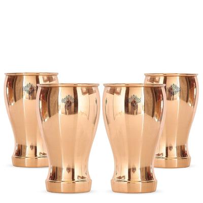 Pure Copper Wine Glass Goblet Tumbler Cup | 490 ML Capacity | Beer Wine Cocktail | Bar Home Hotel Restaurant, Set of 4