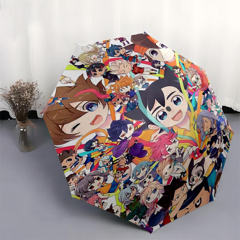 1pc Rainbow Chaser Outdoor Umbrella - Featuring Mirai Kuriyama & Friends, Automatic Opening/Closing, Portable 3-Fold Design, 8-Rib Iron Frame, Perfect