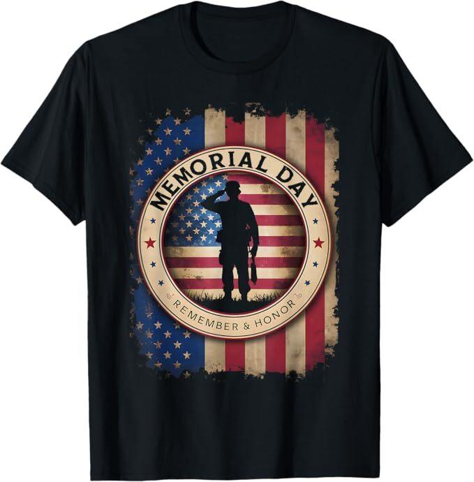 Memorial Day American Flag Remember Honor Veterans Memorial Day T-Shirt
