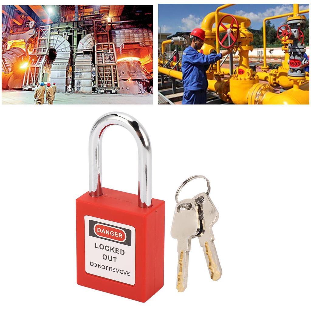 38mm Safety Padlock Firm Body Stainless Steel Lockout Tagout Lock with 2 Keys for Industry Warehouse