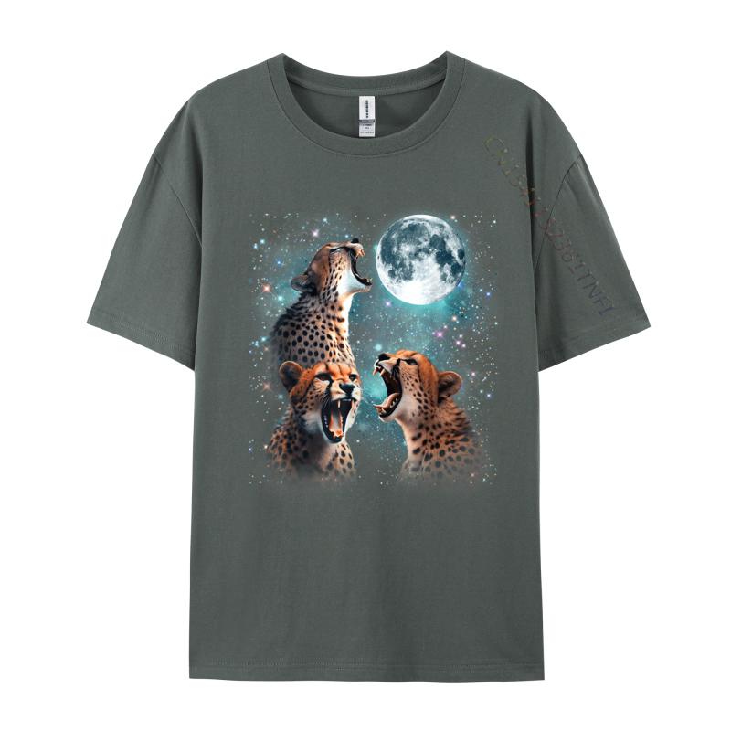 Unisex Tshirts 3 Cheetah Moon Howling Cheetah Head Funny For Fashion Leisure Tops Shirt Cotton Fabric Tshirts Design Tee Shirt