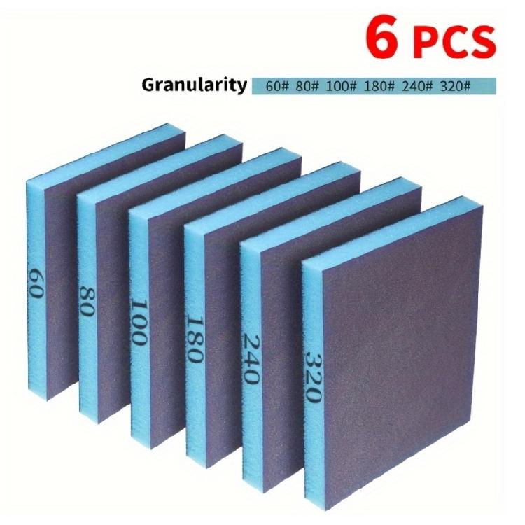 6Pcs anding Sponge 60 80 100 180 240 320 Grit Fine Sanding Blocks for Drywall Metal Wood Washable and Reusable
