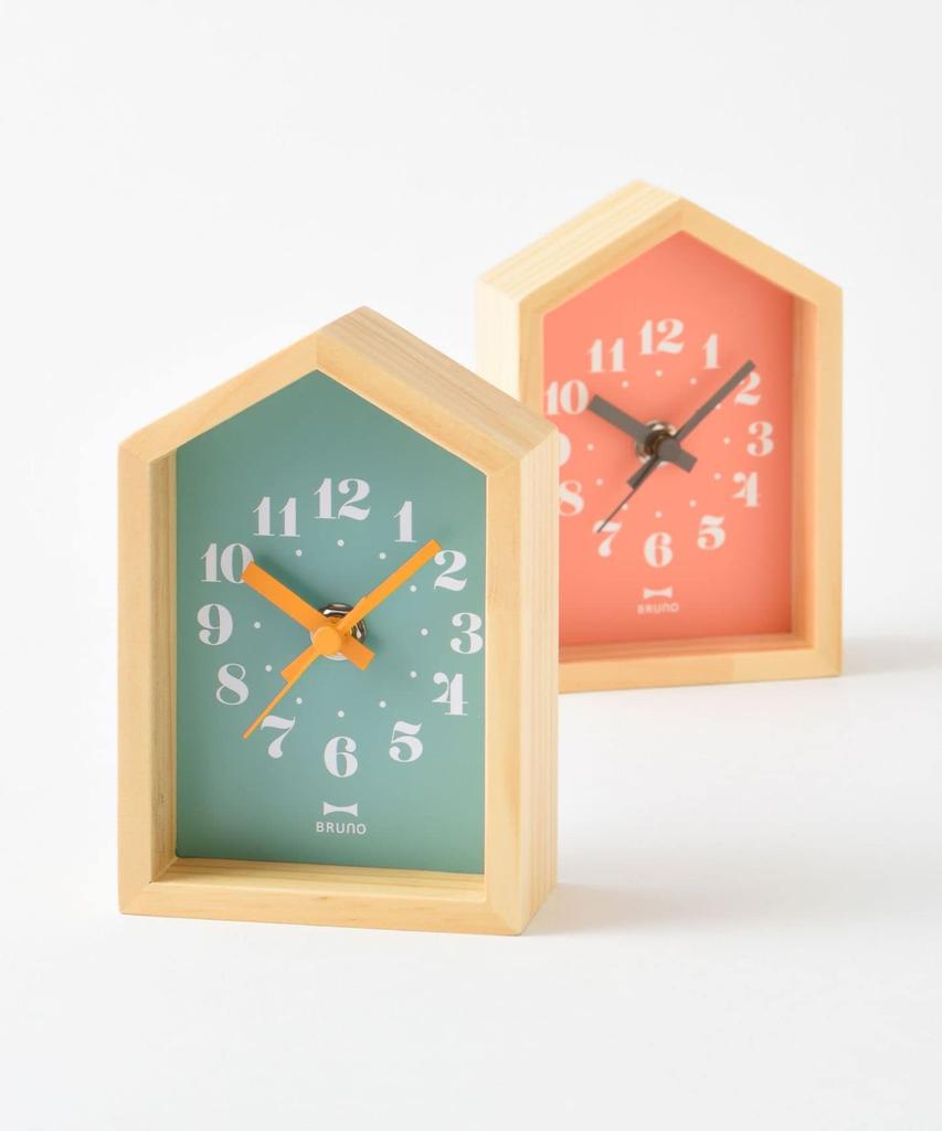 BRUNO Mini Wooden House Clock, Pink, BCA027-SMPK, Perfect for Children's Rooms, Scandinavian Style, Compact, Stylish, Simple Design for Home Decor