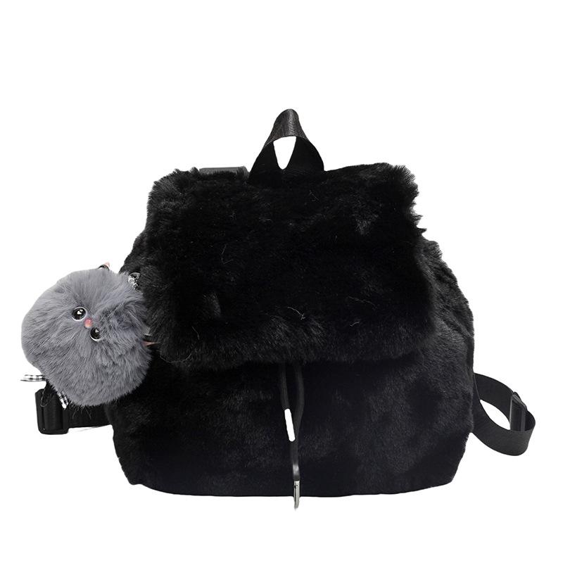 Soft and Fluffy Plush Women's Casual Street Backpack Autumn and Winter New Student Schoolbag Travel Backpack