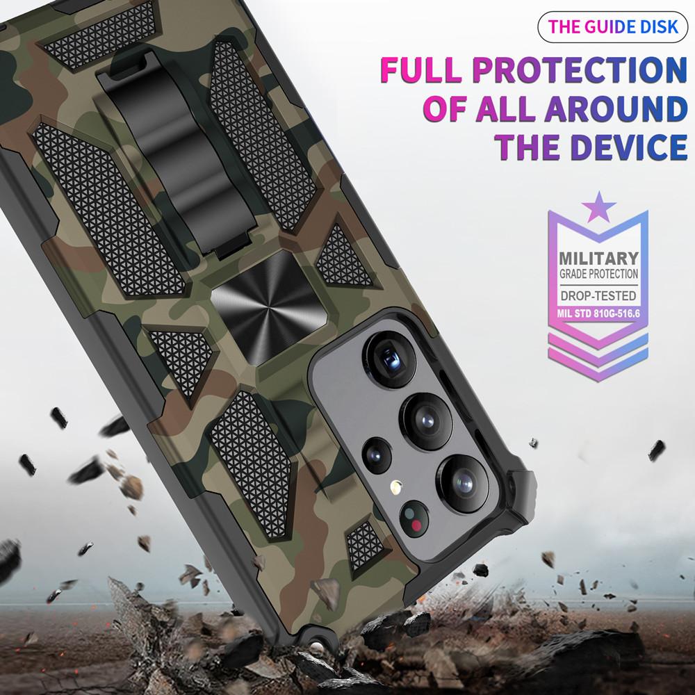Capa camuflada militar à prova de choque para Samsung Galaxy S25 Ultra S22 Plus S23 S24 FE A14 A34 A54 A05S A15 A16 Capa com suporte