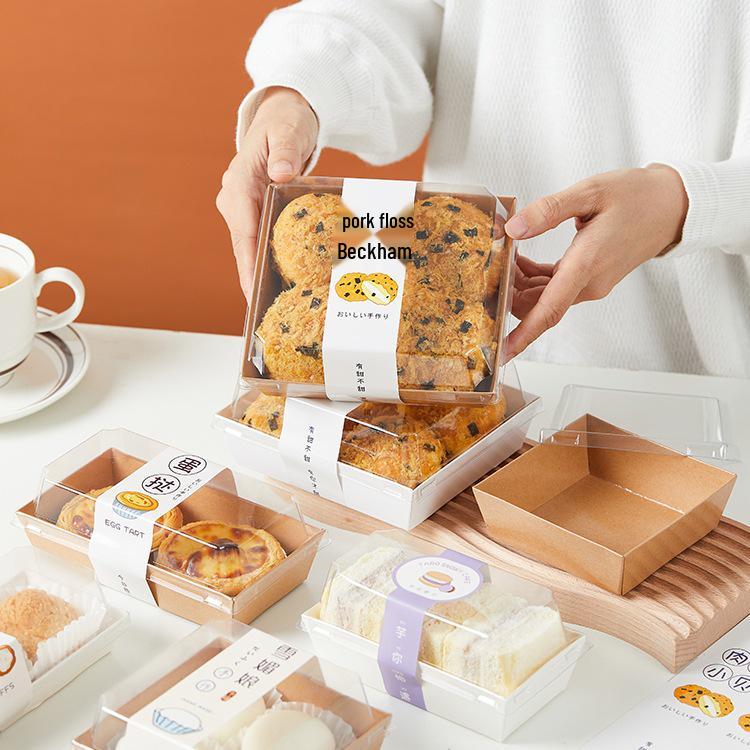 Meat Floss Cake Roll Kraft Paper Box for Pastry, Sandwich, or Dessert