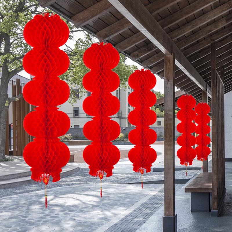 Thickened Red Plastic Paper Lantern String for Chinese New Year and Spring Festival Decoration