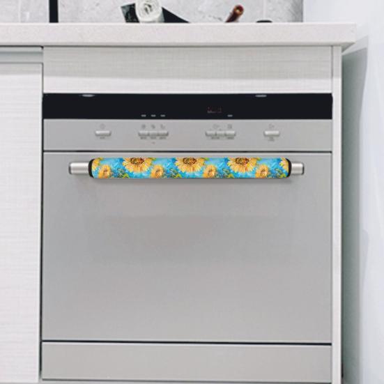 Yousheng 1 Pair Refrigerator Door Handle Covers Flower Patterns Universal Wide Application Kitchen Appliance Door Handle Decorative Mats