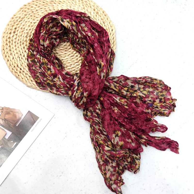 

Scarf Cotton Hemp Gradient Blue Retro Versatile Printed Women S Long Fold Shawl Soft Fashionable Trend 180X90Cm