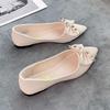 Pointed Flat-bottomed Bow Single Shoes Female 2025 New Summer Shallow Mouth Fairy Wind Soft-soled Flat-heeled Doudou Shoes Female