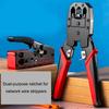Ratcheting Modular Data Cable Crimper Wire Stripper Wire Cutter for Cat6a Cat6 Cat5 Ergonomic Slip Resistant